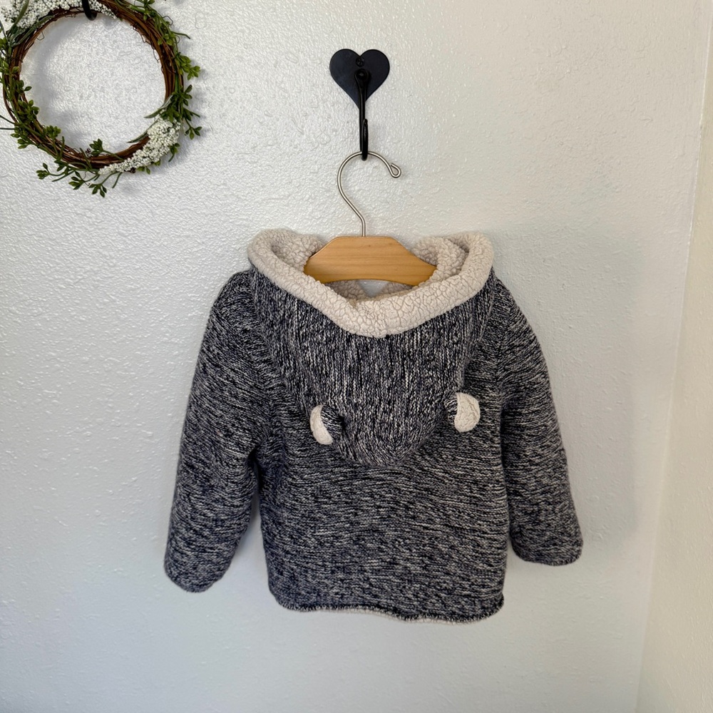 Baby Gap Sherpa Lined Hooded Jacket 18–24M Blue Knit - Picture 3 of 4